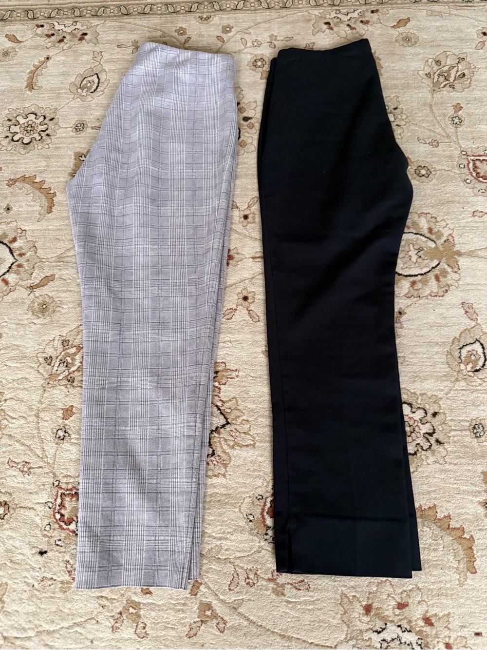 Zara Women's Black Trousers and Gray Plaid Tailored Pants